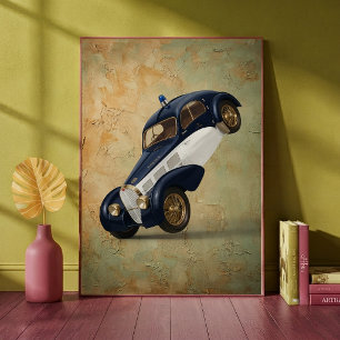 Poster Arte de Carro de Polícia Clássico Vintage Fazendo