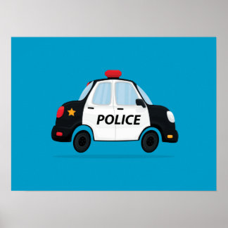 Pôster Arte de Carro de Polícia Fofo