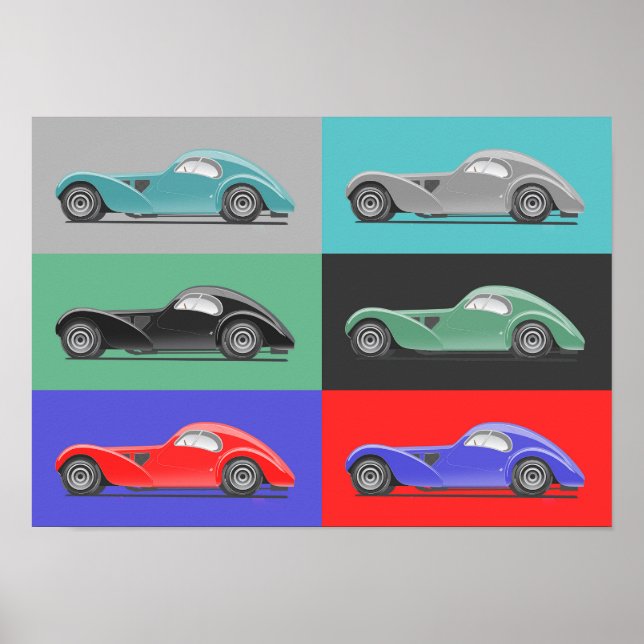 Poster Arte de Carro Retrô (Frente)