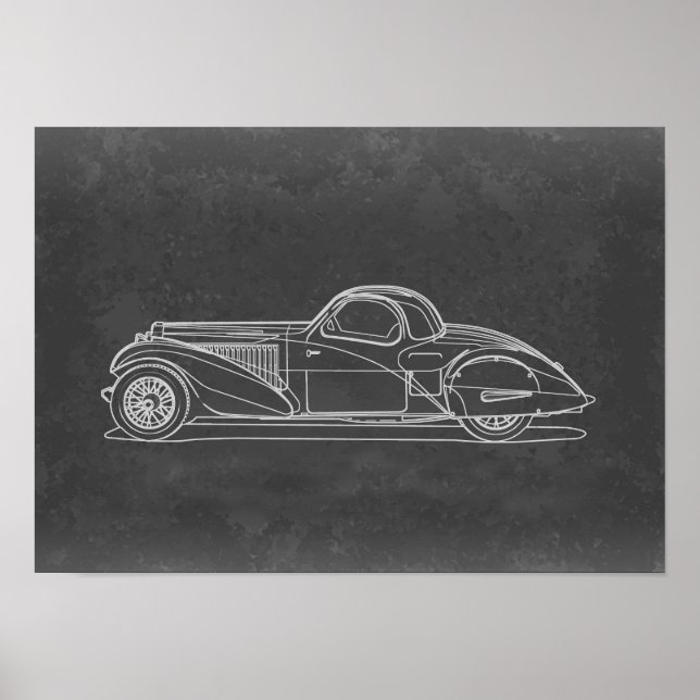 Poster Arte de Carro Retrô (Frente)