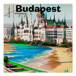Pôster Arte de Cartão Postal de Viagem de Budapeste, Cart