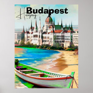 Poster Arte de cartão-postal de viagem de Budapeste, cart
