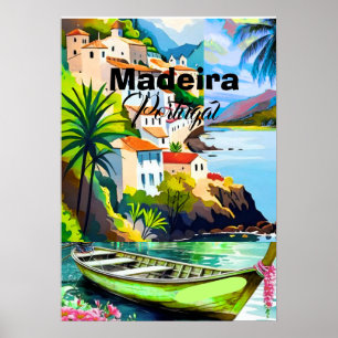 Poster Arte de Cartão Postal de Viagem Madeira Portugal,
