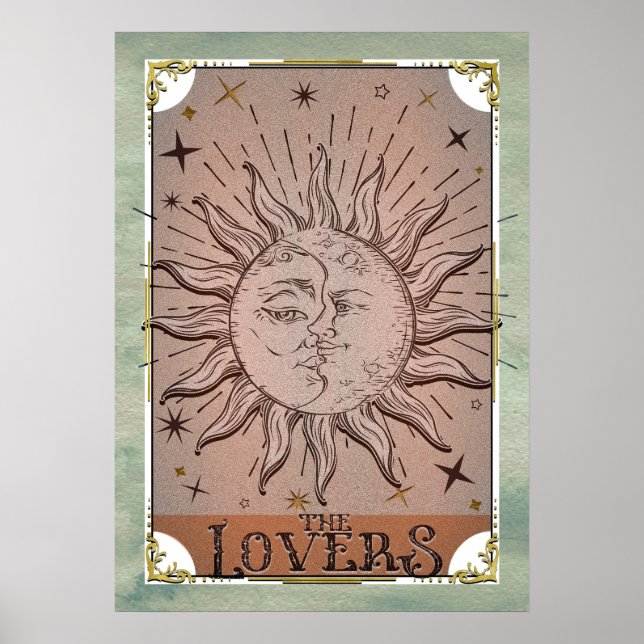 Poster Arte de Cartas de Tarot de Dualidade do Sol e da L (Frente)