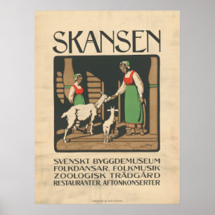 Poster Arte de Cartaz de Viagem Antigo da Suécia de 1912