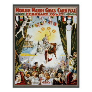 Pôster Arte de cartaz do Carnaval de Mardi Gras Móvel Vin
