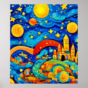 Poster Arte de Cartoon Estrela Noturna