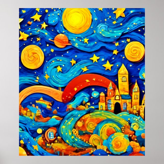 Poster Arte de Cartoon Estrela Noturna (Frente)