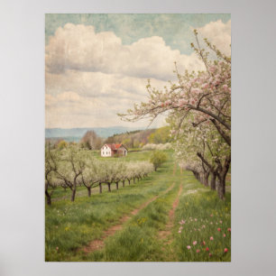 Poster Arte de Casa de Campo de Florada de Primavera Vint