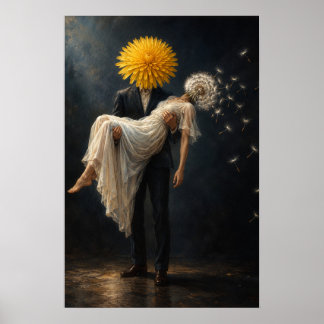 Poster Arte de Casal de Dandelion Surrealista
