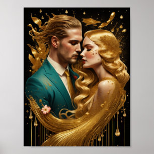 Poster Arte de casal em ouro