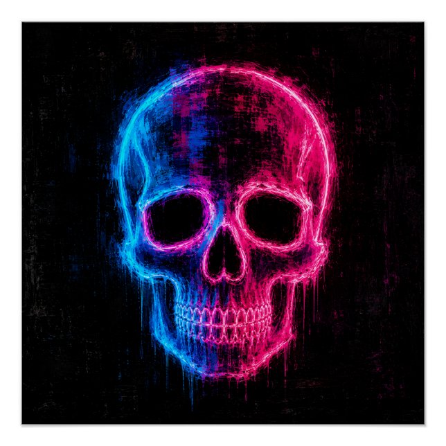 Pôster Arte de Caveira Neon (Frente)