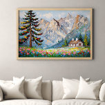 Poster Arte de Cefaleiro de Montanha de Pintura Vibrante<br><div class="desc">Rácio 2:3. Traga a beleza da natureza para dentro com esta pintura vibrante de uma cabana de montanha cercada por flores silvestres. Este poster impressionante de arte de muro captura a serenidade da natureza selvagem, perfeita para adicionar uma abertura de cor e tranquilidade à decoração da sua casa ou escritório....</div>
