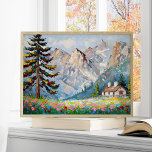 Poster Arte de Cefaleiro de Montanha de Pintura Vibrante<br><div class="desc">Rácio 3:4. Traga a beleza da natureza para dentro com esta pintura vibrante de uma cabana de montanha cercada por flores silvestres. Este poster impressionante de arte de muro captura a serenidade da natureza selvagem, perfeita para adicionar uma abertura de cor e tranquilidade à decoração da sua casa ou escritório....</div>