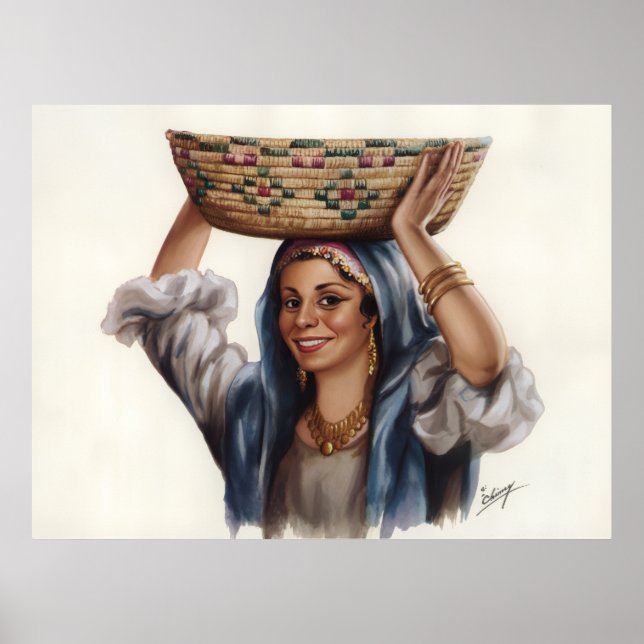 Poster Arte de Cesta de Mulher Egípcia (Frente)