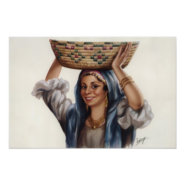 Pôster Arte de Cesta de Mulher Egípcia (Frente)