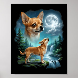 Poster arte de chihuahua noite enluarada chihuahua uivand