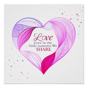 Pôster Arte de Citação de Amor de Coração Elegante