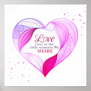Poster Arte de Citação de Amor Elegante Coração