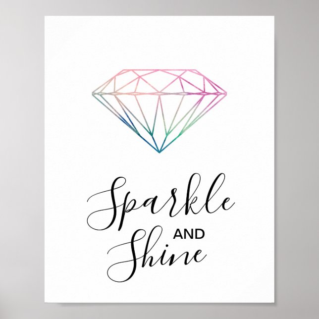 Poster Arte de Citação de Diamante de Sparkle e Shine Wat (Frente)
