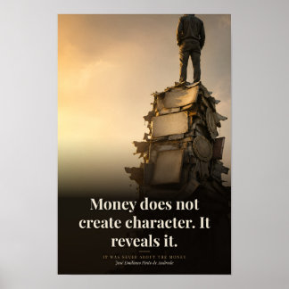 Poster Arte de Citação do Livro Revela Caráter pelo Dinhe