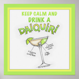 PÔSTER ARTE DE COCKTAIL DAIQUIRI RECIPE DE 16"