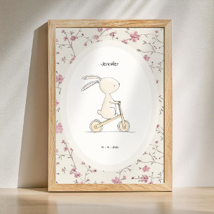 Poster Arte de Coelho Personalizada – Nome Data Nasciment