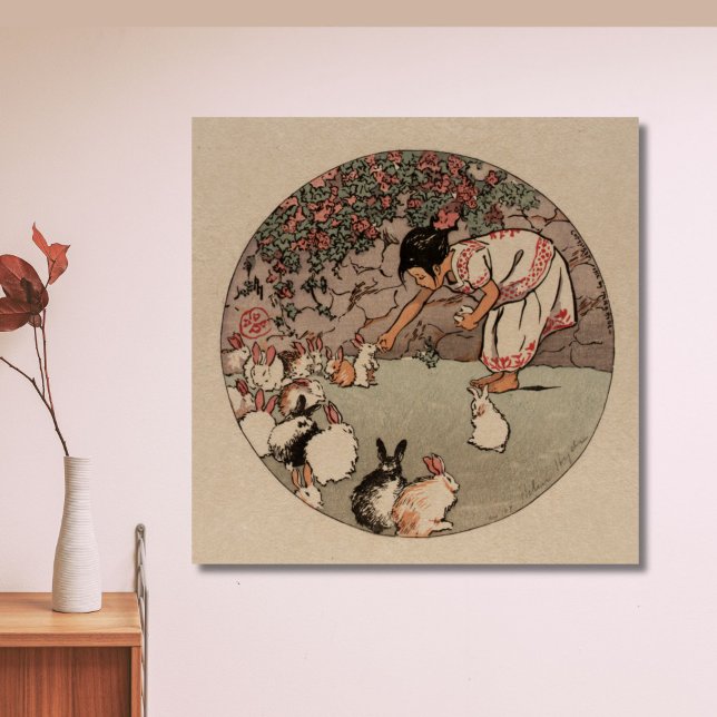 Poster Arte de Coelho Vintage Elegante Charmoso Cottageco (Add cozy charm and elegance to your space with this vintage rabbit art poster)