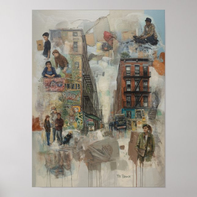 Poster Arte de Colagem de Grafite do Bronx (Frente)