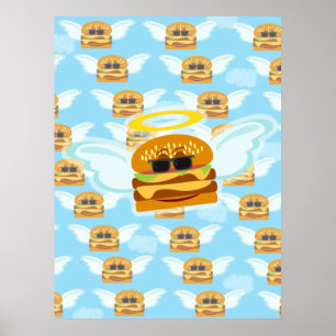 Pôster Arte de Comida Voadora Pesada Cheeseburger