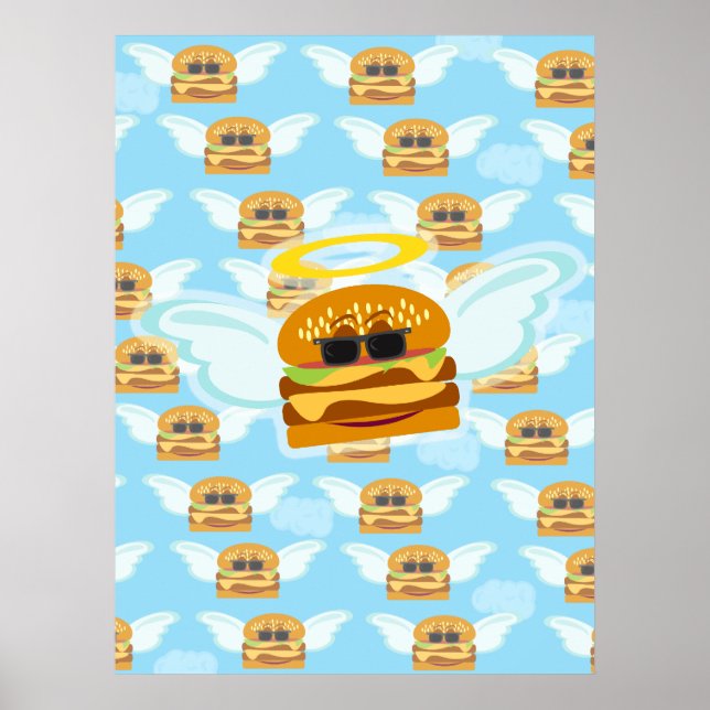 Pôster Arte de Comida Voadora Pesada Cheeseburger (Frente)