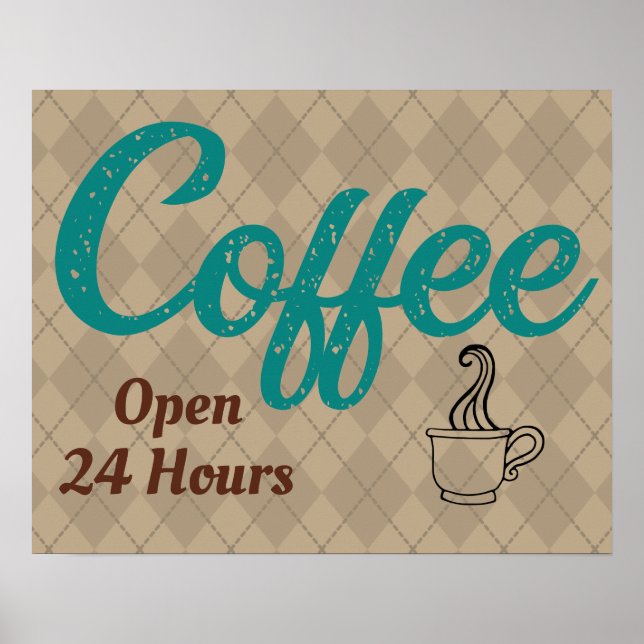 Poster Arte de Compro de Café com Turquesa Retroativa (Frente)