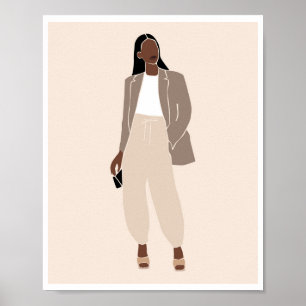 Poster Arte de Conjunto Neutro com Blazer Bege e Mulher N