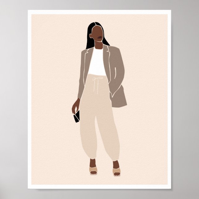 Poster Arte de Conjunto Neutro com Blazer Bege e Mulher N (Frente)