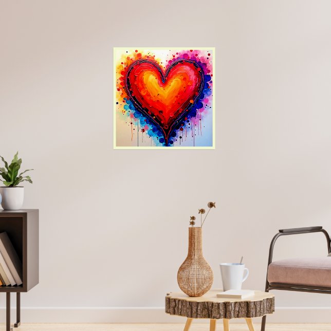 Poster Arte de Coração Abstrato Vibrante (Sala de Estar 3)