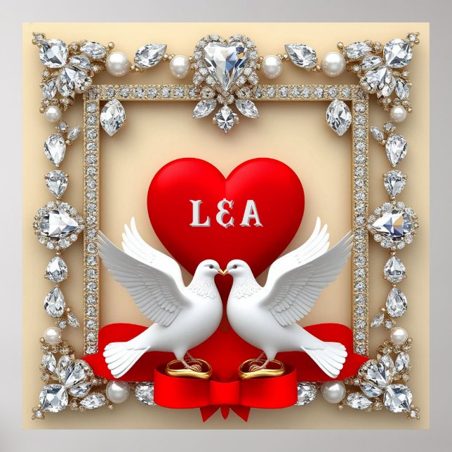 Poster 💎 Arte de Coração de Diamante para Decoração de C (Frente)