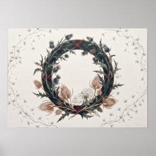 Poster Arte de Coroa de Cardo de Tartã Escura Teasel Esco