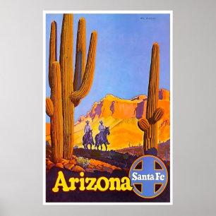 Poster Arte de Cowboy do Cartaz de Viagem de Santa Fé Pin
