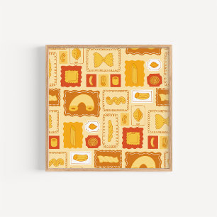 Poster Arte de Cozinha com Macarrão Desenhado à Mão
