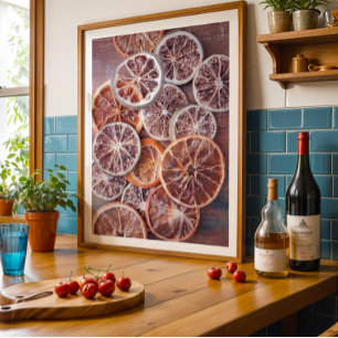 Poster Arte de cozinha quente e seca laranja quente