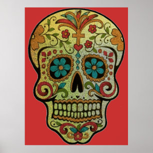 Poster Arte de Crânio de Açúcar, Dia dos Mortos