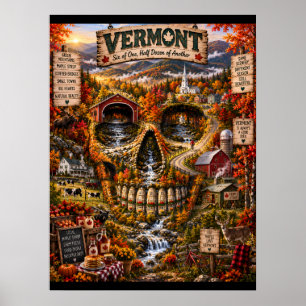 Poster Arte de Crânio de Vermont Estado de Espírito