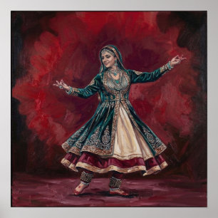Poster Arte de Dança Clássica Kathak Real Mudra