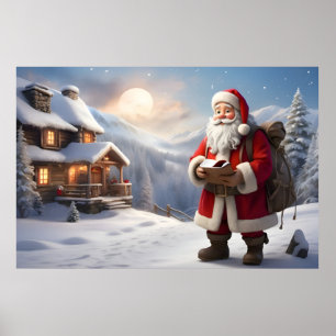 Poster Arte de decoração de casas festivas Papais noeis