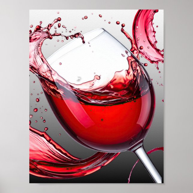 Poster Arte de Derramar Vinho Tinto (Frente)