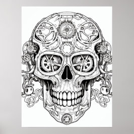 Poster Arte de Desenho de Caveira Açucarada para Crianças