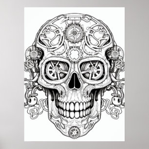 Poster Arte de Desenho de Caveira Açucarada para Crianças