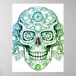 Poster Arte de Desenho de Caveira Açucarada Steampunk par