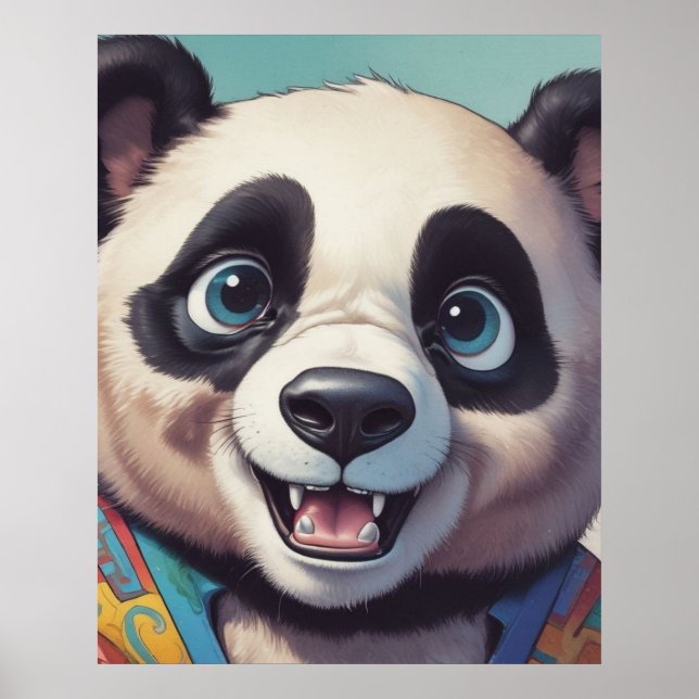 Poster Arte de Desenho de Panda de Desenho Animado (Frente)