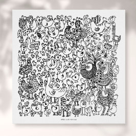 Poster Arte de desenho de pássaros preto e branco